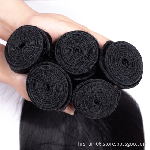 Brazilian hair bundles with closure  100% Brazilian Straight Human hair with closure  Hair Weave